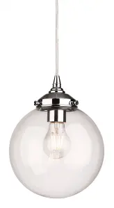 Luminosa Seville 1 Light Globe Ceiling Pendant Chrome with Clear Glass, E27