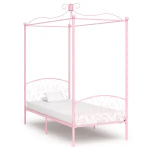 Berkfield Canopy Bed Frame Pink Metal 90x200 cm