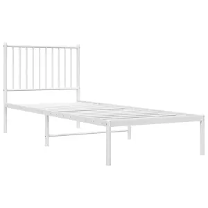 Berkfield Metal Bed Frame with Headboard White 80x200 cm