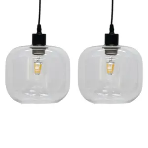 First Choice Lighting Set of 2 Bletch Clear Glass Easy Fit Pendant Shades