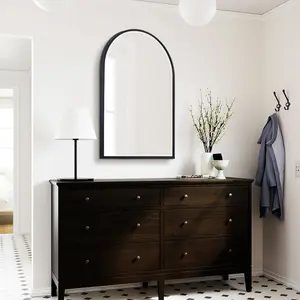 Mcfarren Metal Flat Wall Mirror Matte Black/Bevel Edge