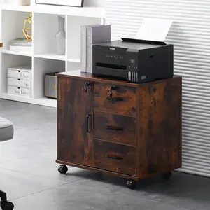 60cm Wide 3 -Drawer Mobile File Cabinet Brown