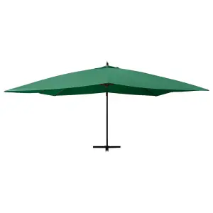 Berkfield Cantilever Umbrella with Wooden Pole 400x300 cm Green