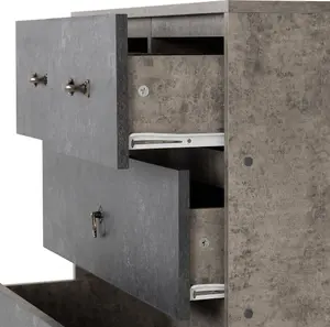 Nordic 3+2 Drawer Chest in Grey and Charcoal Concrete Finish