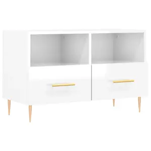 Berkfield TV Cabinet High Gloss White 80x36x50 cm Engineered Wood