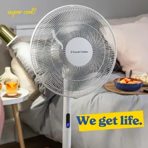 Russell Hobbs Pedestal Fan 3 in 1 White Electric Cooling with Remote RHMPF3IN1