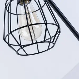 Caged Table Lamp, Switch Included, E27 Cap, Black Vintage Finish, LED Compatible