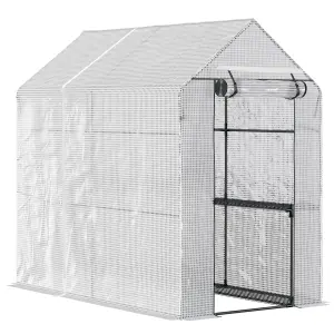 Outsunny Walk in Greenhouse w/Shelves Steeple Grow House 186x 120 x 190cm White