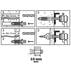 Diall Universal Grey Multi-purpose screw & wall plug (Dia)12mm (L)60mm, Pack of 2