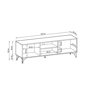 Stylish Diamond TV Cabinet H500mm W1540mm D390mm - Oak Evoke & Black for Modern Living Spaces