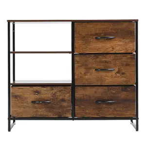 Chest of Drawer Wooden Storage Cabinet with 4 Drawers and Shelves