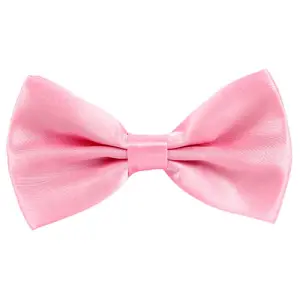 Baby Pink Satin Polyester Bow Tie for Casual & Formal Wear, Wedding Party Accessory