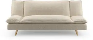 Dunelm Mateo Sherpa Clic Clac Double Sofa Bed, Mid Century, Natural, Sandstone, Fabric/Sherpa