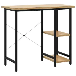 Berkfield Computer Desk Black and Light Oak 80x40x72 cm MDF and Metal