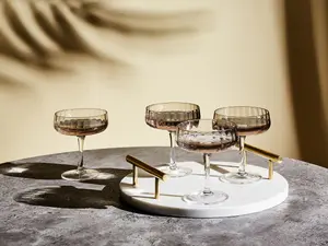 Set of 4 Champagne Saucers QUARTZ Grey