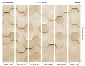 Origin Murals Gold Metal Geometric Hexagons Matt Smooth Paste the Wall Mural 300cm wide x 240cm high