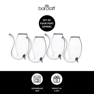 BarCraft Set of 4 Glass Port Sippers