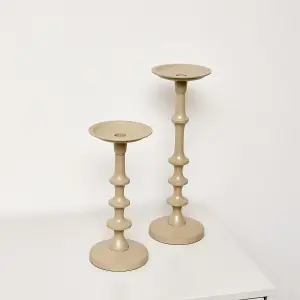 Melody Maison Set of 2 Taupe Candle Holders