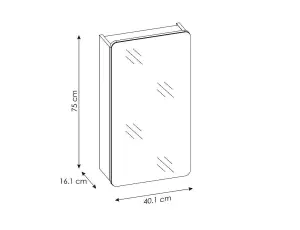 Bathroom Mirror Cabinet Mirrored Unit 400mm Wall Hung Storage Oak Effect Aruba