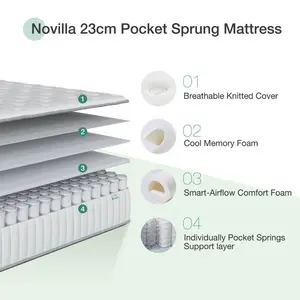 Cooling 23cm Memory Foam Pocket Sprung Mattress Super King (6')