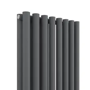 Right Radiators 1800x545 mm Double Vertical Round Column Style Designer Radiator Heated Rads Anthracite