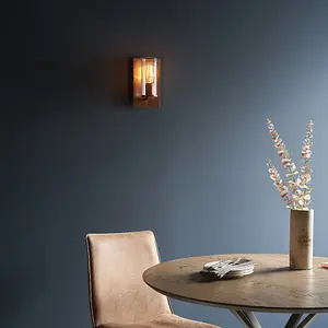 Luminosa Palermo Wall Lamp Copper Patina Plate & Clear Glass