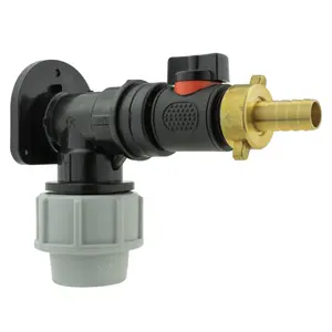 outlet kit for 25mm mdpe water supply pipe,mdpe backplate+flow valve+13mm brass barb+ptfe tape