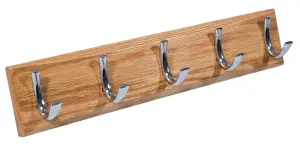 Oak 5 Hook rail, (L)460mm