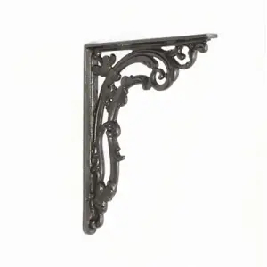 Castelion Single Medium Cast Iron Victorian Scroll Leaf Shelf Bracket