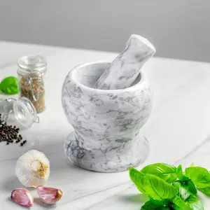 Argon Tableware - Marble Pestle & Mortar Set - 13cm - Grey