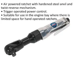 Premium Air Powered Twist-Reverse Ratchet Wrench - 1/2 Inch Drive with Trigger Control