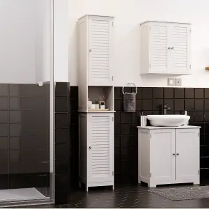 Bath Vida Liano White 2 Door Tall Bathroom Cabinet