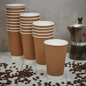 URBNLIVING Double Wall Disposable Hot Drink Cups for Coffee, Chocolate, and Tea 16oz x 50