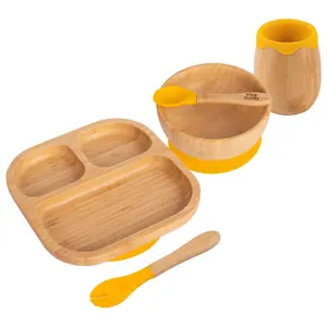 5pc Bamboo Segmented Baby Weaning Set - Yellow