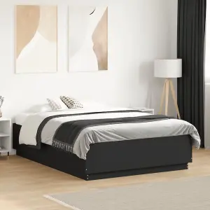 Berkfield Bed Frame with LED without Mattress Black 135x190 cm Double