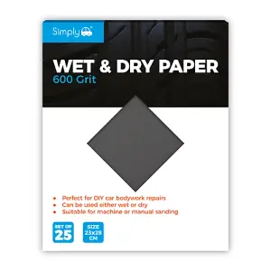 Simply 600 Grit Wet and Dry Sand Paper 25 Pack