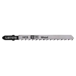 Sealey 100mm 10TPI Hard Wood Jigsaw Blade For Power Tools - Pack of 5 SJBT101B