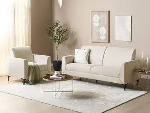 3 Seater Fabric Sofa Beige FENES