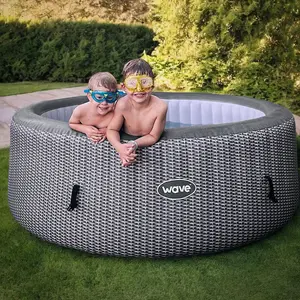 Wave Atlantic, 6-Person Inflatable Hot Tub, Integrated Heater, Grey Rattan