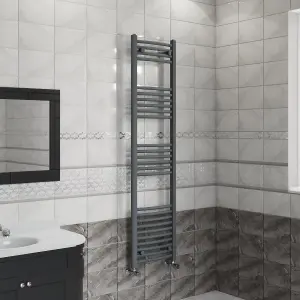 Right Radiators 1600x400 mm Curved Heated Towel Rail Radiator Bathroom Ladder Warmer Anthracite