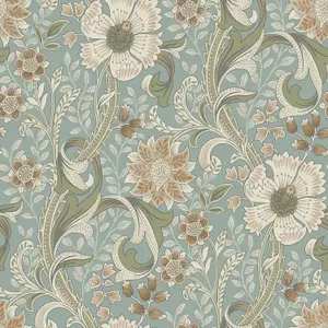 Grandeco Boutique Traditional Floral Trail PVC-free Eco Wallpaper, Blue