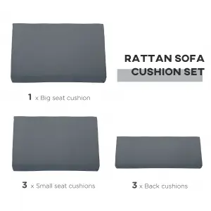 Outsunny 7 Pcs Outdoor Cushion Pads for Rattan Patio Conversation Set, Grey