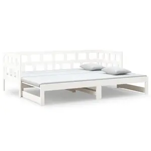 Berkfield Pull-out Day Bed White Solid Wood Pine 2x(90x200) cm