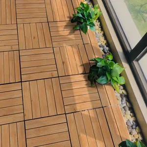 30cm L x 30cm W Interlocking Wood Deck Tile (Set of 27) Natural Wood