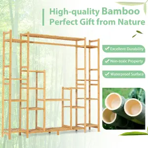 Costway 9-Tier Bamboo Plant Holder Stand Plant Shelf Storage Organizer Display Rack