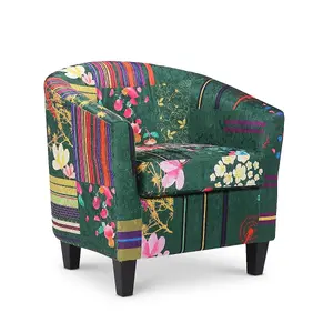 Fabric Green Patchwork Tricia Tub Chair