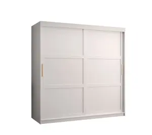 Ramiro I Contemporary 2 Sliding Door Wardrobe 9 Shelves 2 Rails White Matt (H)2000mm (W)1800mm (D)620mm