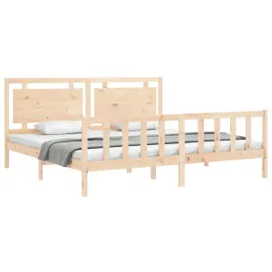 Berkfield Bed Frame with Headboard 200x200 cm Solid Wood