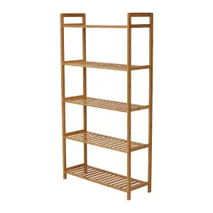 5-Tier Solid Wooden Shoe Rack for Entryway Natural