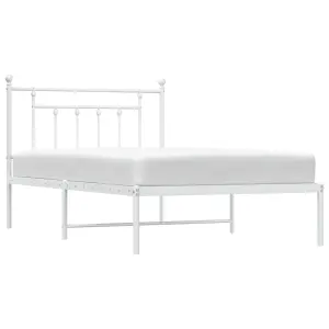 Berkfield Metal Bed Frame with Headboard White 100x200 cm